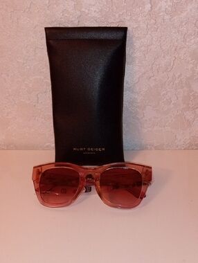 Kurt Geiger Rose Tinted Transparent Square Sunglasses